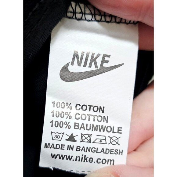 Nike Black T-Shirt Mens Size M 100% Cotton Short-Sleeve Classic Logo Crew Neck C - Picture 4 of 8